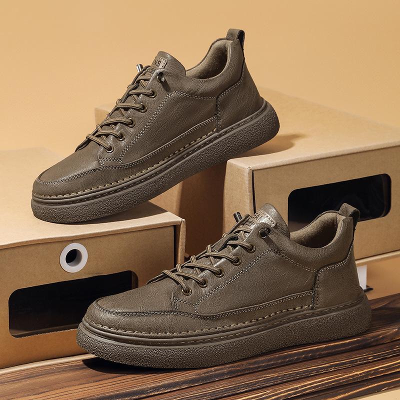 Popular Men's Leather Shoes Leather Fashion Autumn Men's Shoes Soft-soled Sports and Leisure Board Shoes Men's Trendy Shoes Versatile Shoes