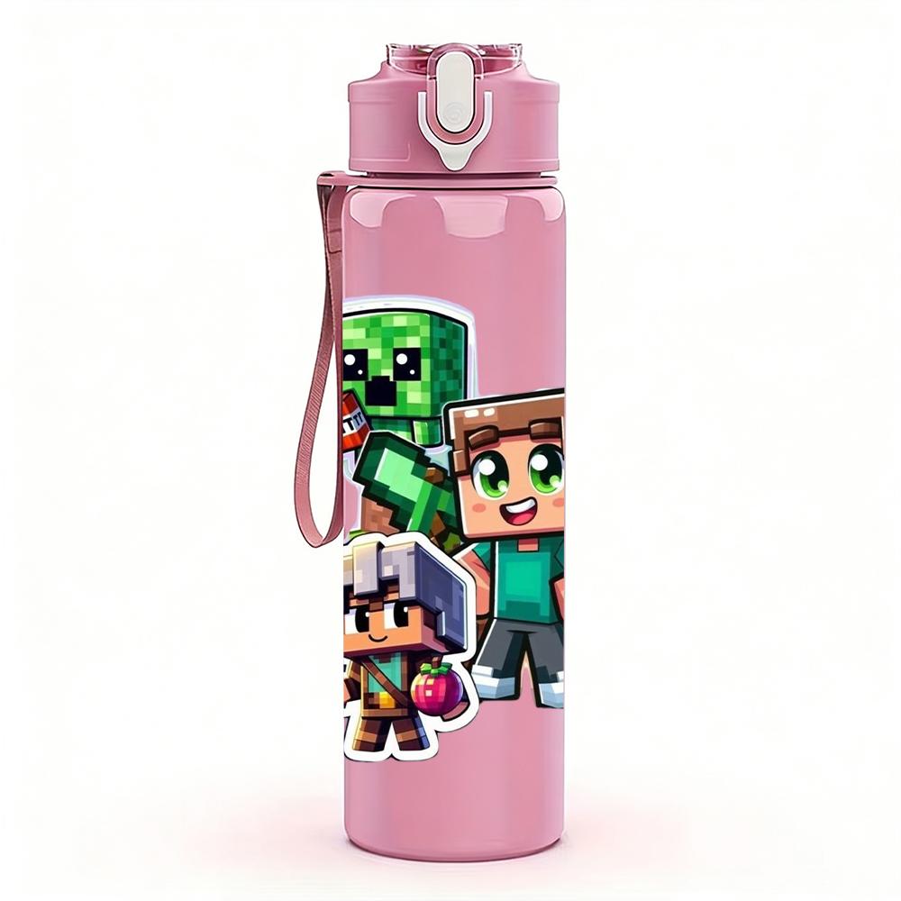 1PC Minecraft Zombie Character Group 750ml Color Plastic Sports Water Bottle Leakproof Flip Straw Lid Suitable for Sports Office Home Use