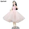Розовое балетное платье с высоким воротом для куклы Барби, наряды для кукол 1/6, аксессуары для танцоров, 4-слойная юбка, праздничное платье, детские игрушки