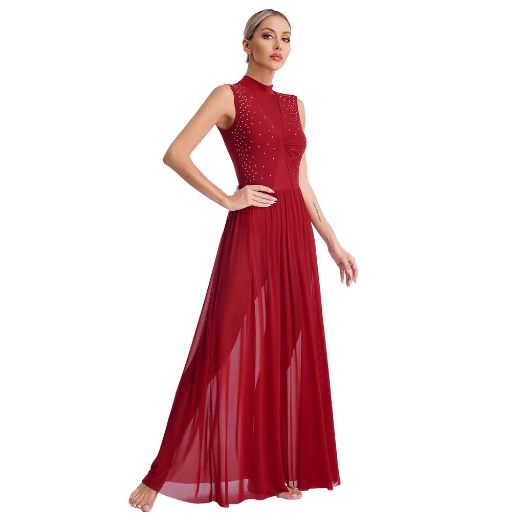 Современное танцевальное платье без рукавов с открытой спиной и прозрачной сетчатой накладкой для выступлений на сцене