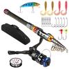 Portable Lure Rod Set Spinning Reel Fishing Rod Combos Full Kit Telescopic Fishing Rod Pole with