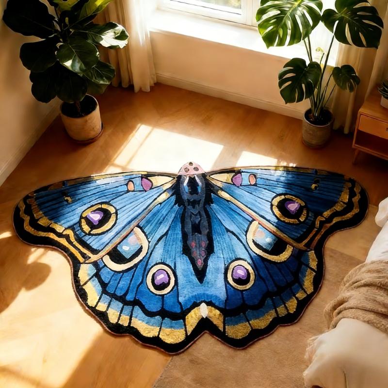 Butterfly Pattern Irregular Plush Carpet Thick Soft Floor Mat For Living Room Bedroom Home Decor Fluffy Area Rug