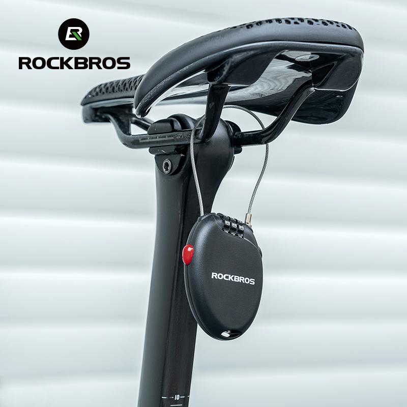 ROCKBROS Велосипедный замок Противоугонный Портативный Легкий 3-значный пароль Тросовый замок Замок для шлема Цепь Рюкзак Велосипедные аксессуары