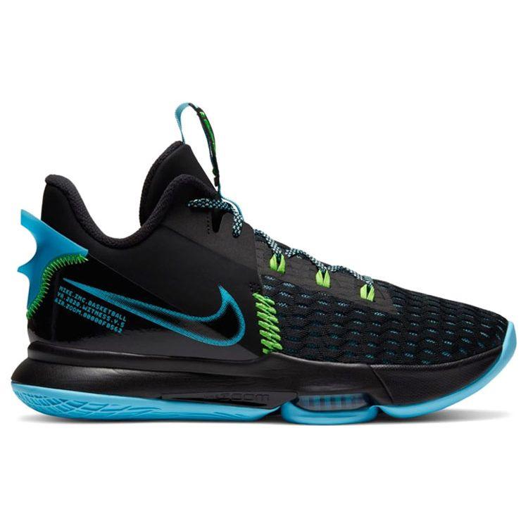 Nike Кроссовки унисекс LeBron Witness 5 EP Black Light Blue Fury Green-Strike Lagoon-Pulse CQ9381-004