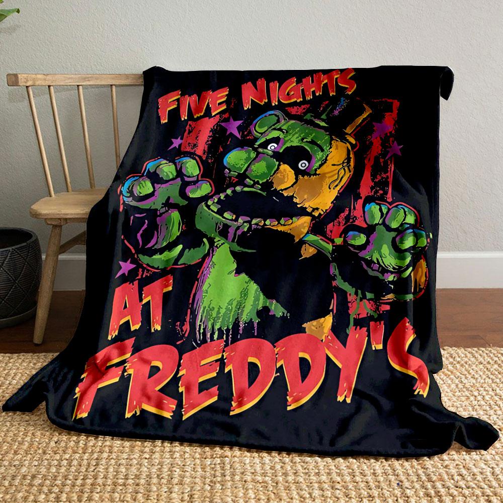 Colorful animatronic bear with exaggerated features and vibrant text. for all seasons blanket lunch break throw gift