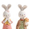 2 Pieces Easter Couple Bunny Figurines Ornament Decor Resin Rabbit Statue