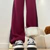 Ankola Red Lamb Wool Sweatpants Women's New Autumn and Winter Fleece Thickened Thermal Straight Striped Sweatpants