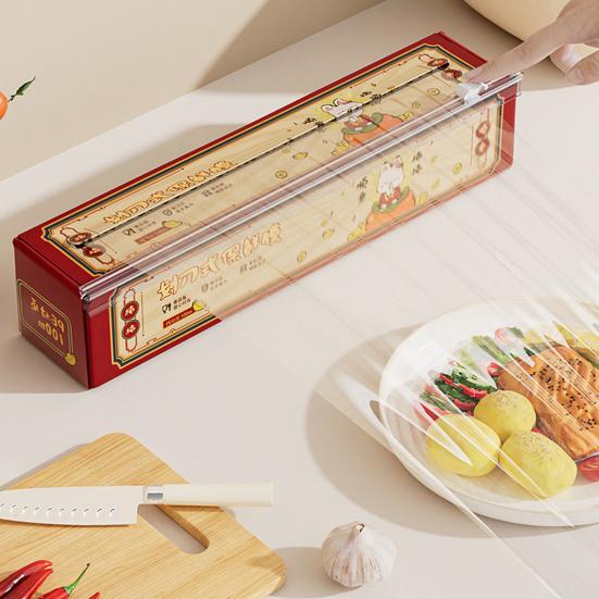 Магнитный настенный держатель для пищевой пленки, резка ножницами, легкая установка, кухонная упаковка для сохранения продуктов