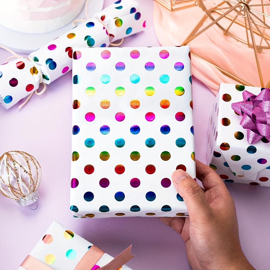 1 рулон Радужная Красочная Бумага для Упаковки в Горошек - Мини-рулон Подарочная Упаковка для Дней Рождения, Праздников, Вечеринок, для Мальчиков и Девочек - 43 x 300 см