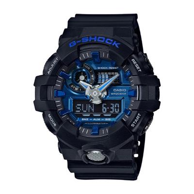 G-SHOCK GA-710-1A2JF [ЯРКИЙ ЦВЕТ Черный X Синий] Круглые часы Черные цифровые аналоговые