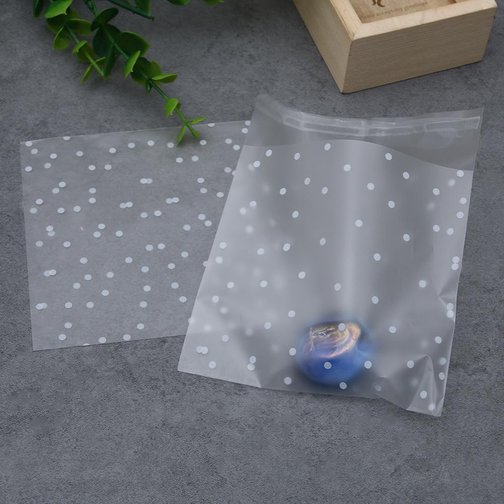 100 PCS New Baking Cookie Self Adhesive Plastic Packaging Bag Seal OPP White Dots
