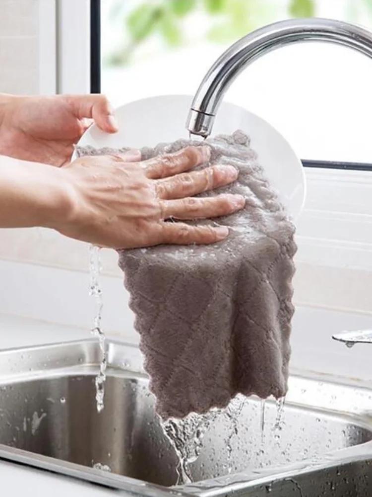 Двустороннее водопоглощающее полотенце для мытья посуды, посуда, супервпитывающее, супертонкое волокно, кухонное мягкое практичное полотенце