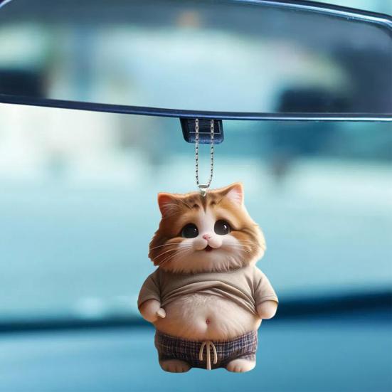Автомобильный кулон Fat Belly Cat Car Подвеска Украшение Легкий Акриловый Подвесной Декор