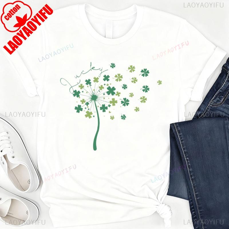 St Patricks Day Dandelion Sweatshirt Dandelion Shamrock Clovers Flying Shirt Luck Irish Tee Patrick Day Luck Graphic T Shirts