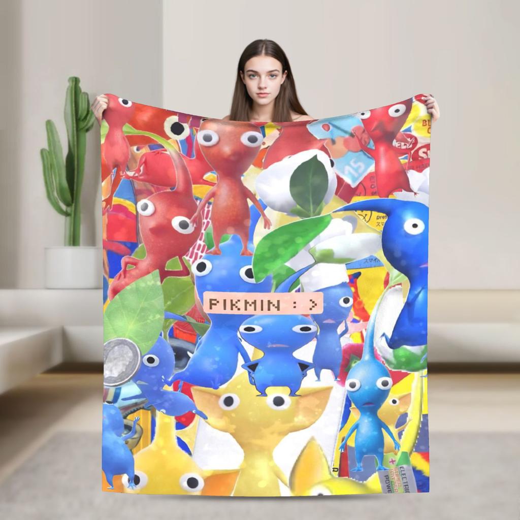 Pikmin Game Blanket Super Soft Fluffy Plush Throw Blanket For Couch Bed Airplane Travel Flannel Bedspread Bed Cover