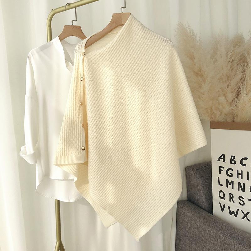 New Spring Women'S Knitted Scarf Shawls Knit Pashmina With Button Vest Solid Cashmere Shawl Wraps Bufandas Mujer Ponchos Cape