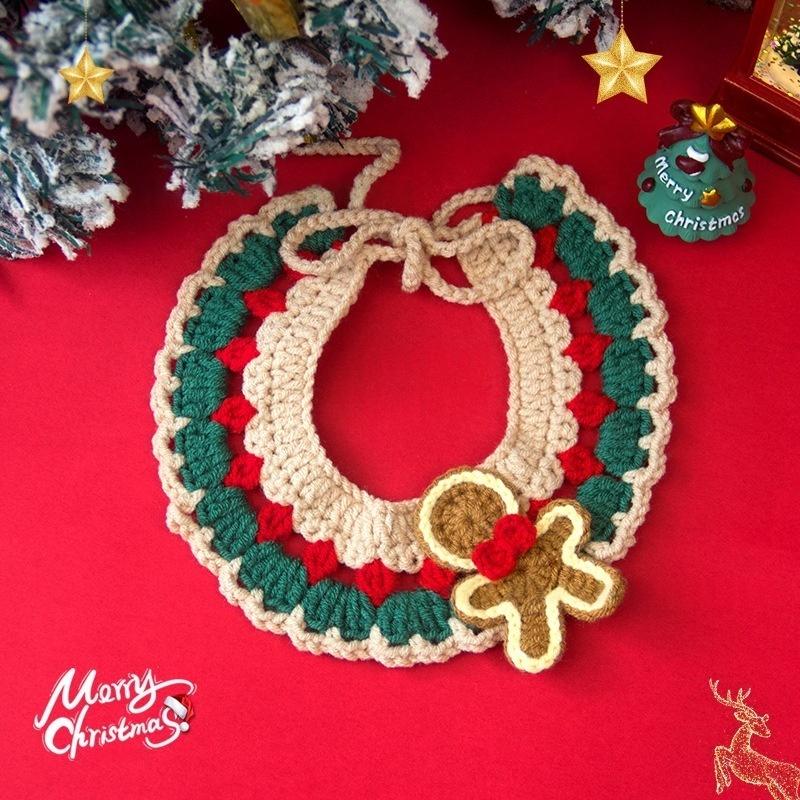Cute Christmas Pet Scarf - Hand-Knitted Collar for Cat Dog Xmas Tree Decor Accessories