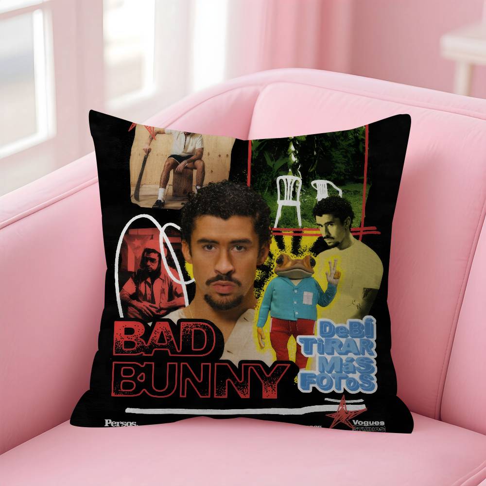 Подушка с принтом альбома B-Bad певицы Bunny Персонализированная наволочка для детской спальни Декор для вечеринки Наволочка Подарок на день рождения ребенка
