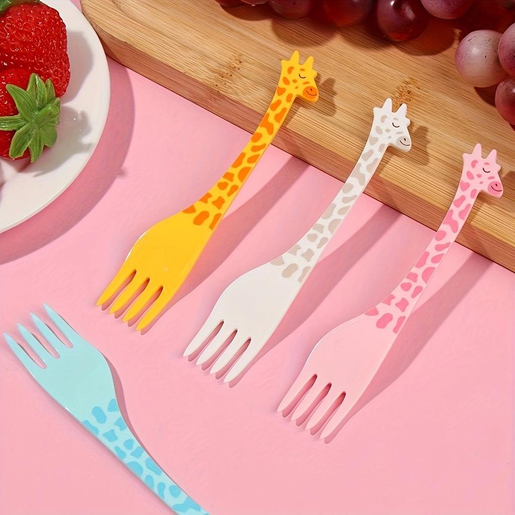 12 шт. - Многоразовая изысканная вилка для фруктов «Жираф» - Идеально подходит для закусок, пирожных и украшения фруктов - Идеально подходит для использования на открытом воздухе