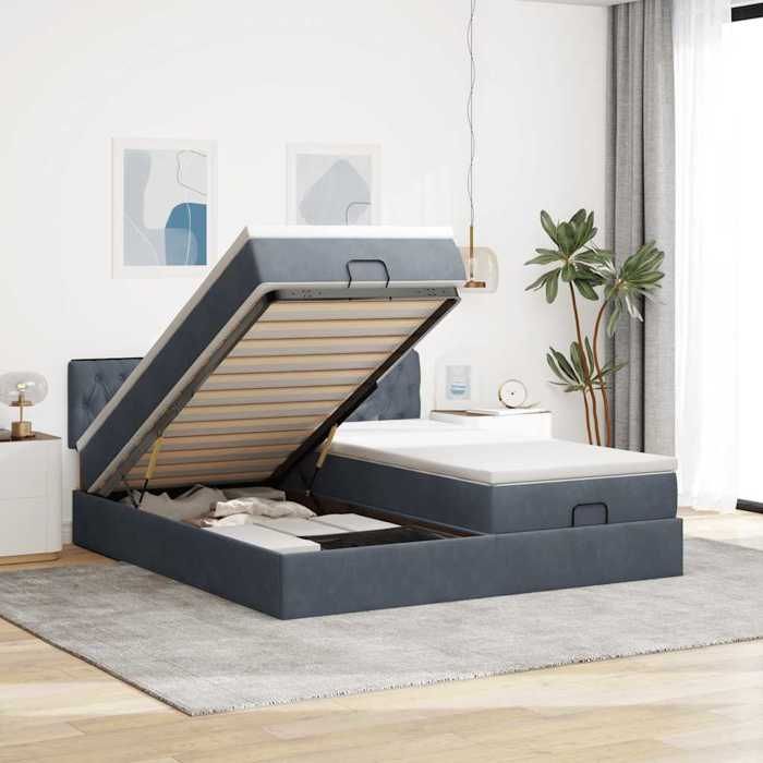 Maison Exclusive - Cadre de lit ottoman avec matelas gris foncé 180x200cm velours