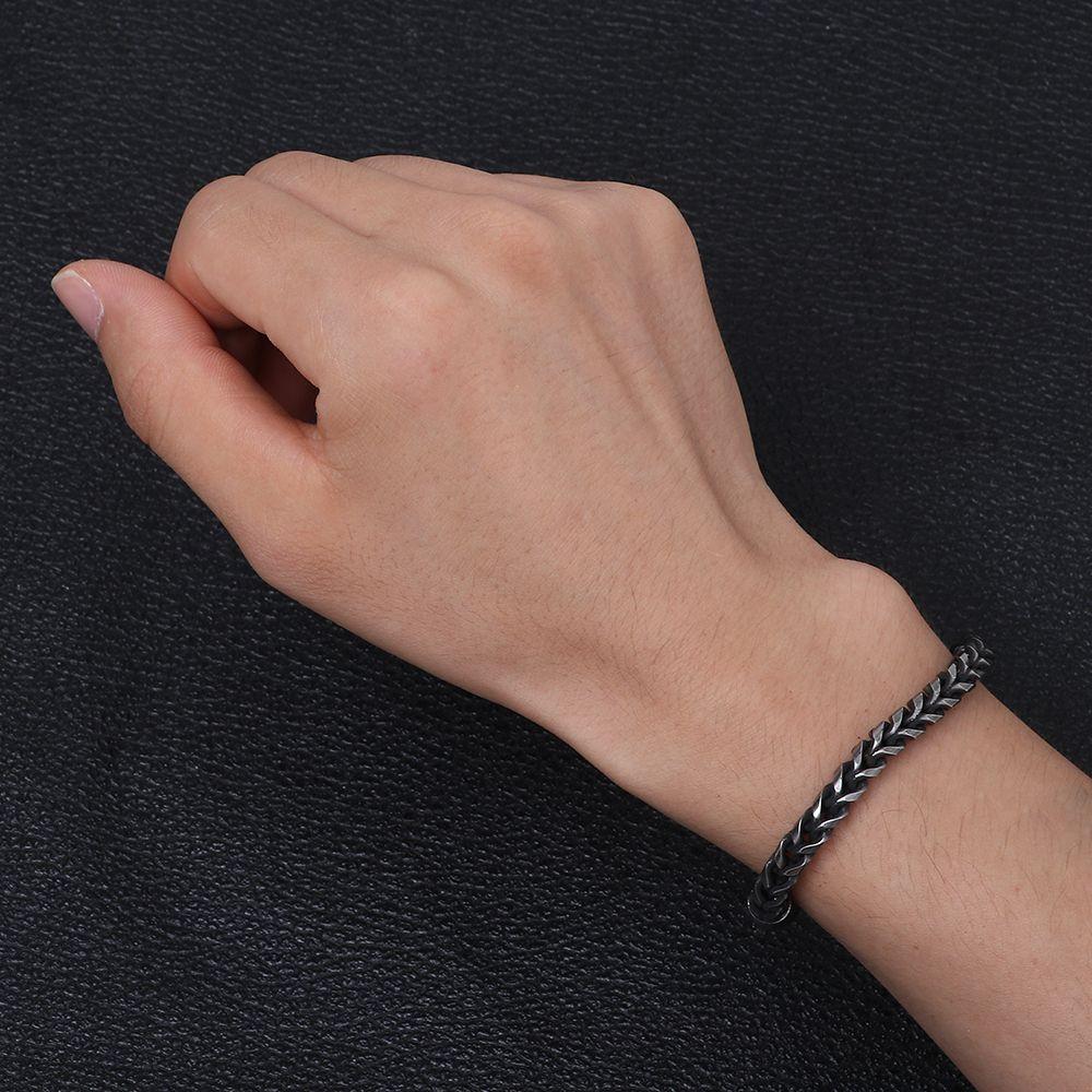 Fashion Jewelry Men Black Color Bangle Link Chain Bracelet Stainless Steel