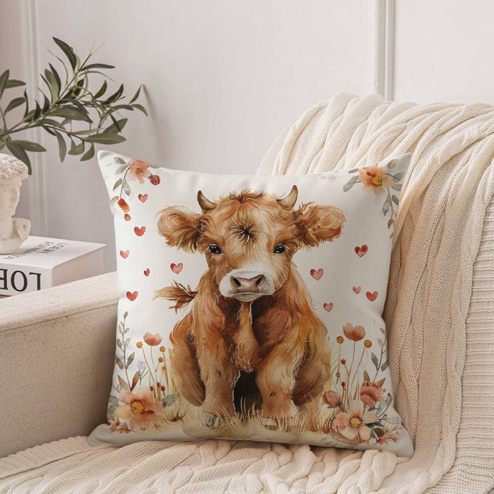 Милая наволочка с шотландской коровой Декор для дома Плед для дивана кровати автомобиля Декор комнаты Идея для подарка