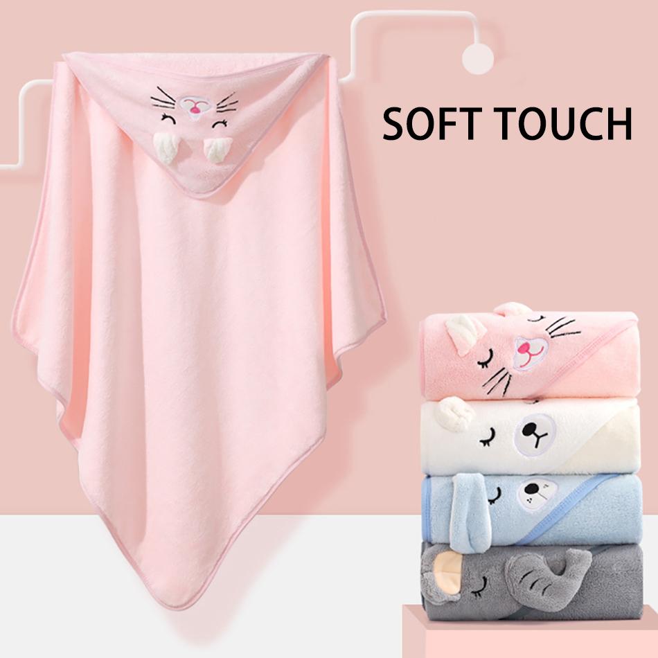 Детское мультяшное банное полотенце с изображением животных, мягкое полотенце с капюшоном для новорожденных, одеяло для малышей, теплый халат для сна, пеленка
