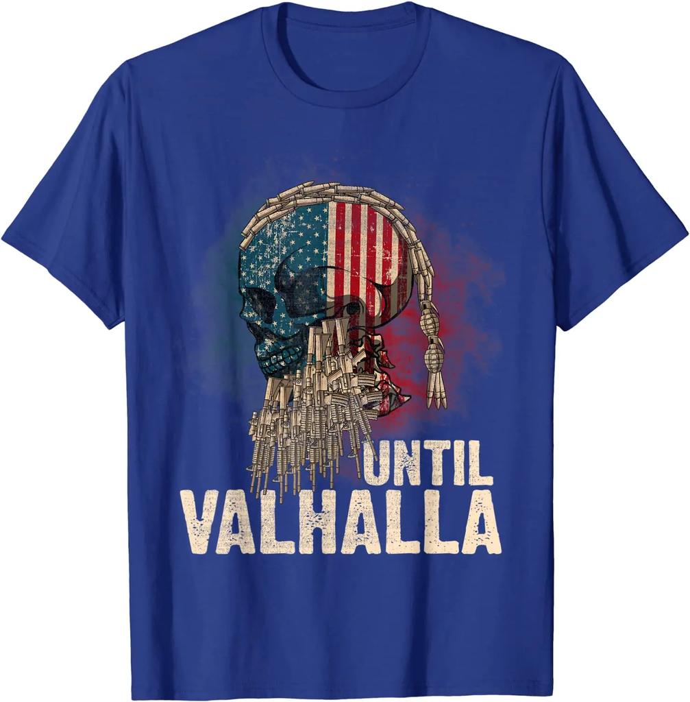 До Вальхаллы Винтажный Американский Флаг Vi King Воины Череп Футболка. Хлопковая мужская футболка премиум-класса с коротким рукавом и круглым вырезом, новинка S-3XL