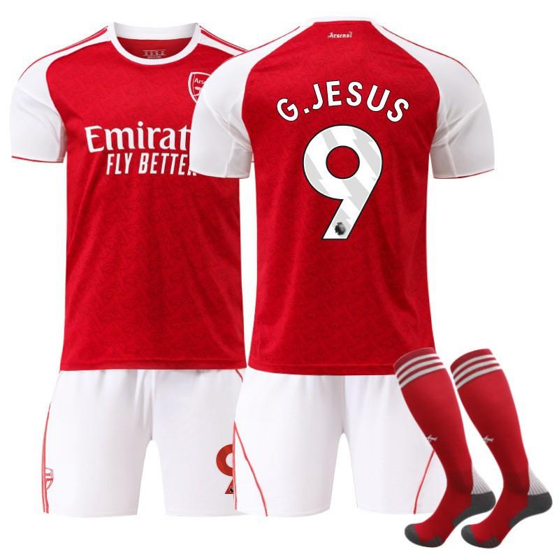 Arsenal 2526 Home Football Jersey Set Saka No.7 Jesus No.9 Martinelli No.11 Kids Adult Uniform