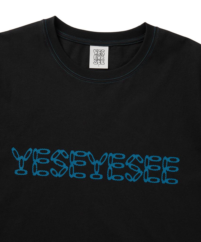YESEYESEE Contrast Stitch Chain Logo Tee Black