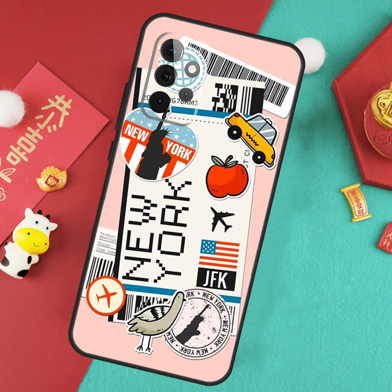 Дорожный посадочный талон Чехол Tokyo для Samsung Galaxy A35 A55 A25 A15 A51 A71 A12 A32 A52 A13 A33 A53 A14 A34 A54