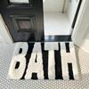 Нескользящий коврик для ванной комнаты "BATH", Ультрапоглощающий полиэстеровый ковер для ванной, Черно-белый текстурированный ковер для прихожей в ванную комнату