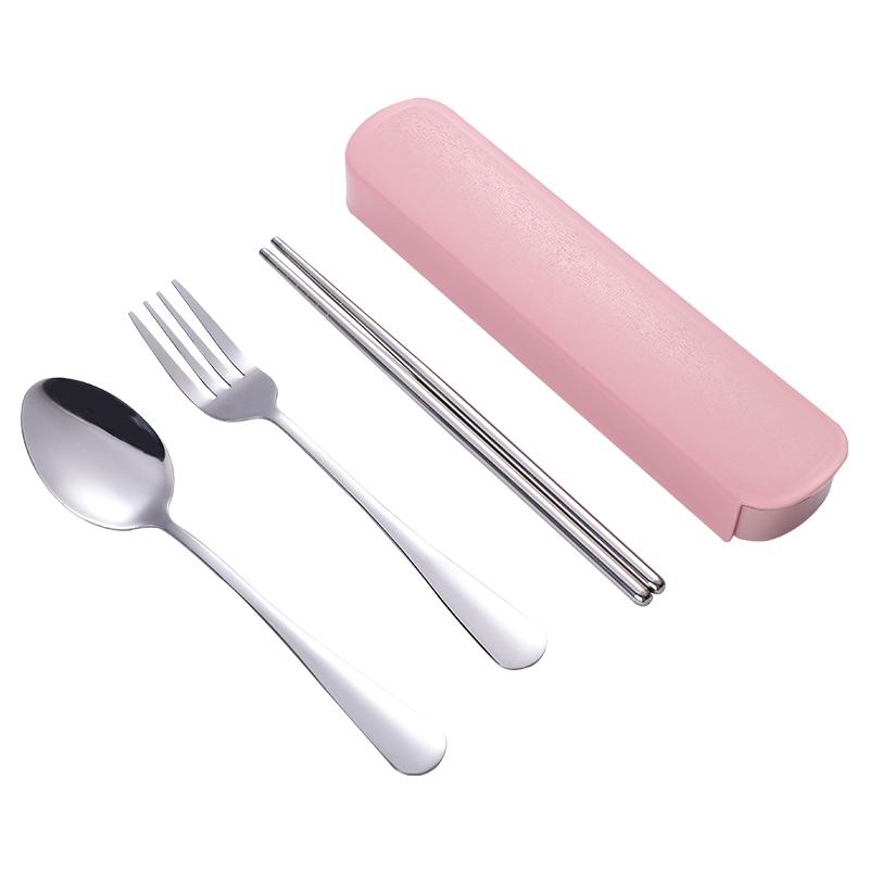 Single Stainless Steel Portable Cutlery Set, Chopstick Three Piece Set, Fork Spoon Chopstick Box, Student Storage Box