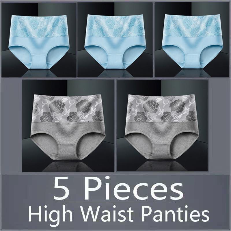 5 шт., женское нижнее белье с высокой талией, хлопковые дышащие трусики, женские трусы, большие размеры, нижнее белье