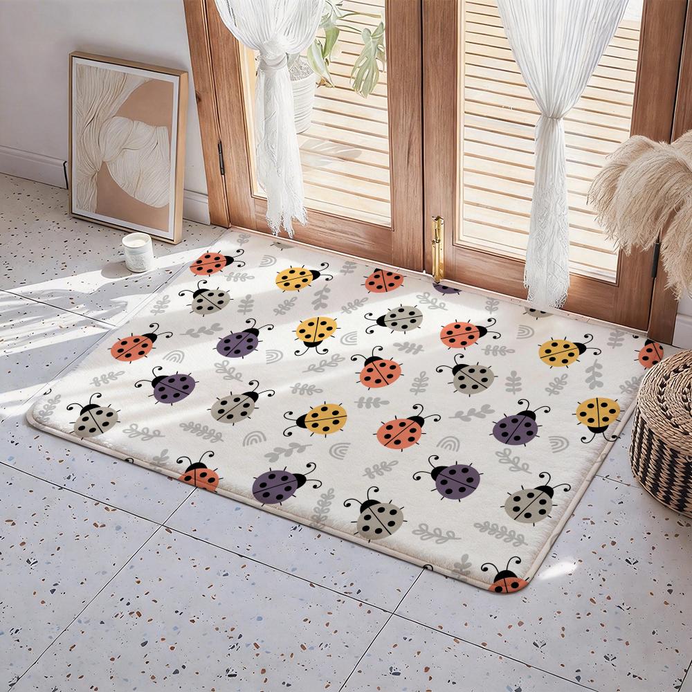 Animal L Ladybug Floor Mat Eco Flannel Doormat Non Slip Odorless Indoor Floor Rug Soft Short Plush Home Mat