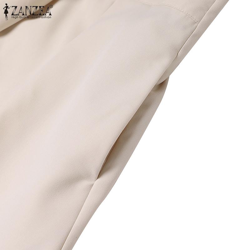 ZANZEA Women Casual Turn Down Collar Sleeveless Summer A-line Dress