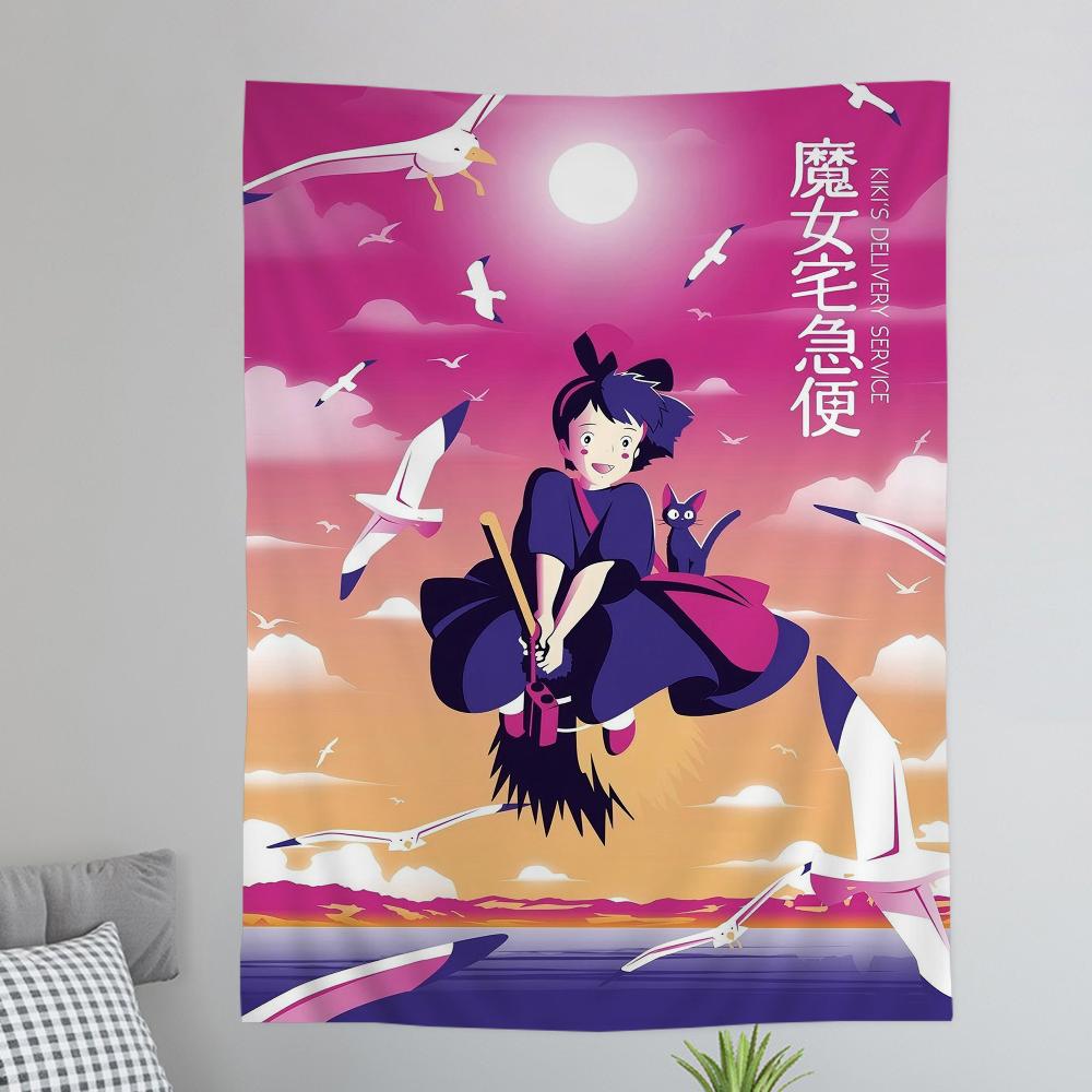 KKikis DDelivery SService Anime Tapestry Hippie Flower Wall Carpets Dorm Decor Cheap Hippie Wall Hanging