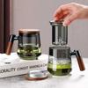 Wood Handle Tea Separation Mug with Lid Tea Maker Smooth Surface Clear Teapot  Office Use