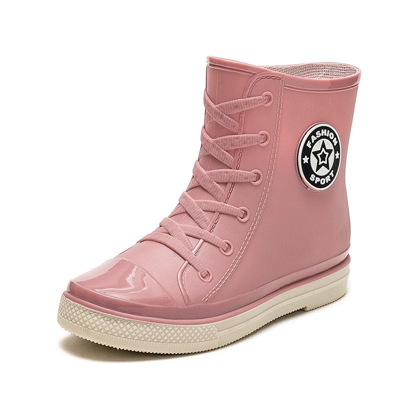 Fashion rain shoes women's winter non-slip medium tube water shoes water boots short tube rain boots car wash shopping kitchen shoes glue shoes tide