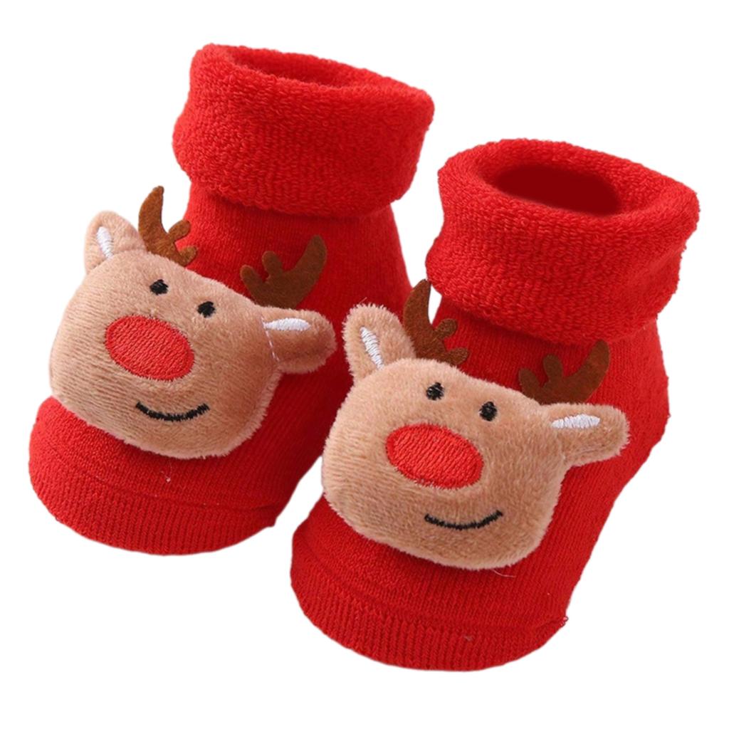 Terry Socks for Infants 0-12 Months Christmas Pattern Warm Cotton Socks Warm & Protective Socks for Indoor & Outdoor Use