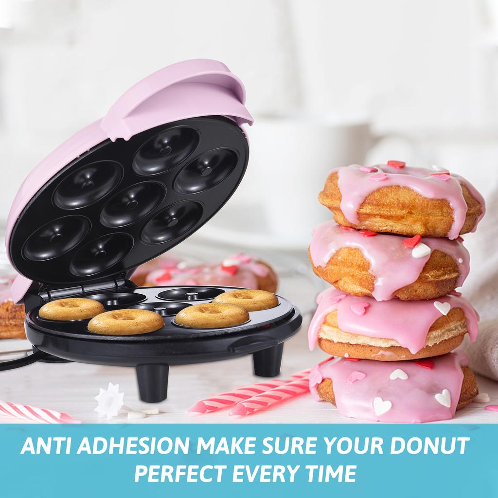 Dash Mini Donut Maker Machine Makes 7 Doughnuts 700W Double-Sided Heating Non-Stick Coating Electric Donut Maker Machine