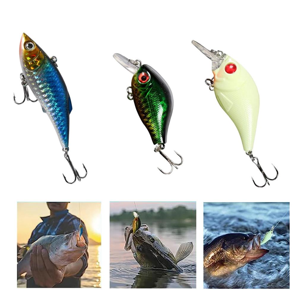 94Pcs Fishing Lures Kit for Bass Trout Salmon Fishing Accessories Tackle Tool Fishing Baits Swivels Hooks