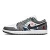 Jordan Air Jordan 1 Нескользящие Устойчивые к истиранию Низкие Винтажные Баскетбольные Кроссовки Унисекс Серый Белый 553558-152(Команда181-)