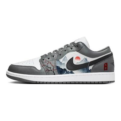 Air Jordan 1 Нескользящие Устойчивые к истиранию Низкие Винтажные Баскетбольные Кроссовки Унисекс Серый Белый 553558-152(Команда181-)