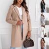 2024 Women's Mid-Length Wool Coat - Autumn/Winter Collection, Simple Solid Color with Buttons