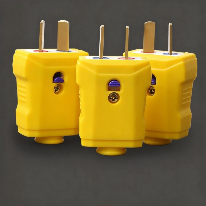 Flame-Retardant Heavy-Duty 2-Prong Electric Plug Drop Resistant Yellow for DIY Electrical Wiring Projects