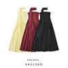 Kaslead New Women Clothes Western Style Fashion Patchwork off-Neck Waist Hugging Tube Top Formal Dress Long Dress