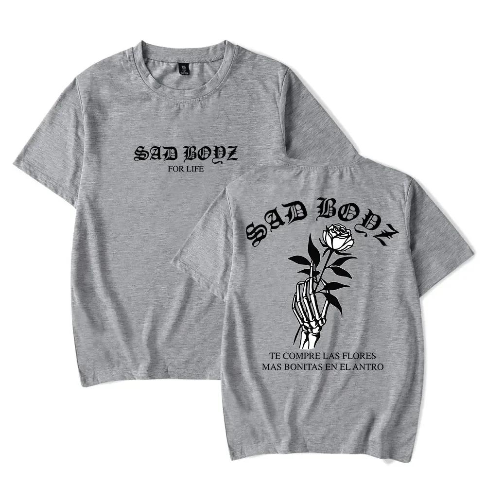 Футболка Junior H Las Flores с принтом Sad Boyz Tour Merch Футболки летние женские мужские модные повседневные с коротким рукавом