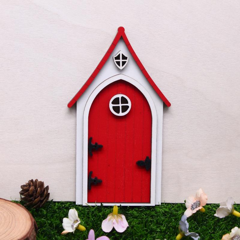 Dollhouse Mini Wooden Fairy Tale Door Dollhouse Gnome Door Model Miniature Garden Scene DIY Furniture Decoration Accessories