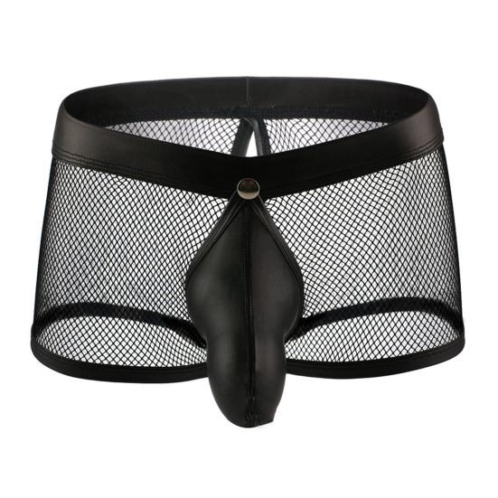 Men Thongs Hollow Out Mesh Sexy Opening U Convex Super Breathable Men Boxers